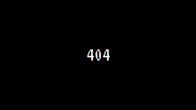 Error 404 text with glitch effect on transparent background, 4k video resolution. computer program hacking network errors message. 