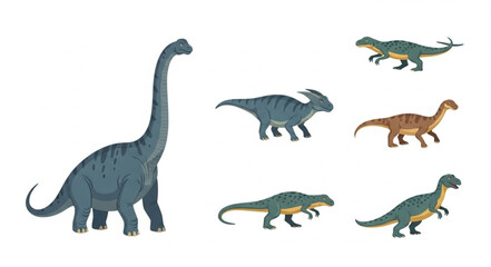 Collection of diverse dinosaur figures on a white background. © su