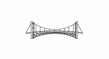 Fototapeta premium A line drawing of a suspension bridge with a trussed arch structure