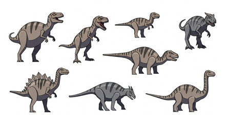Collection of various dinosaur illustrations on white background. © su