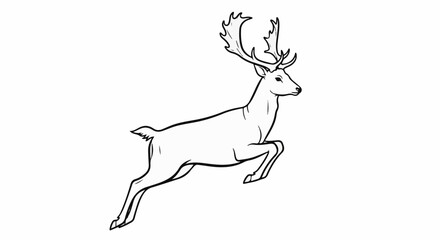 Fototapeta premium A majestic stag with large antlers leaps through the air