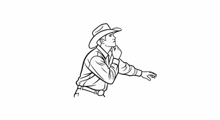 Fototapeta premium A man in a cowboy hat gestures thoughtfully