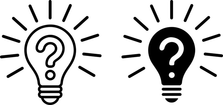 Illustrations of light bulbs with question marks symbolizing curiosity and problem-solving