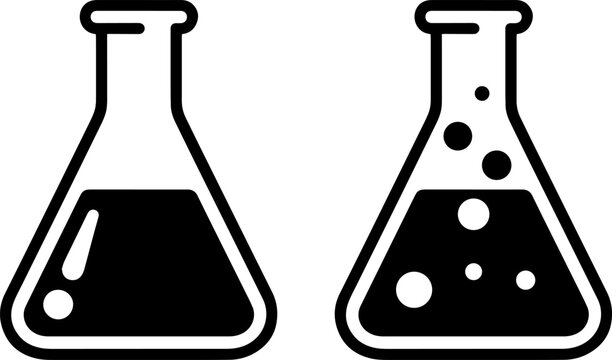 Comparison of liquid and bubbly substances in laboratory flasks