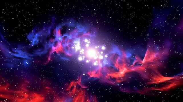 A Vibrant Nebula With a Cluster of Bright Stars at Its Core, Set Against a Backdrop of a Starry Night Sky.