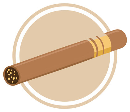 Classic brown cigar with a band, a vector icon for luxury and smoking concepts