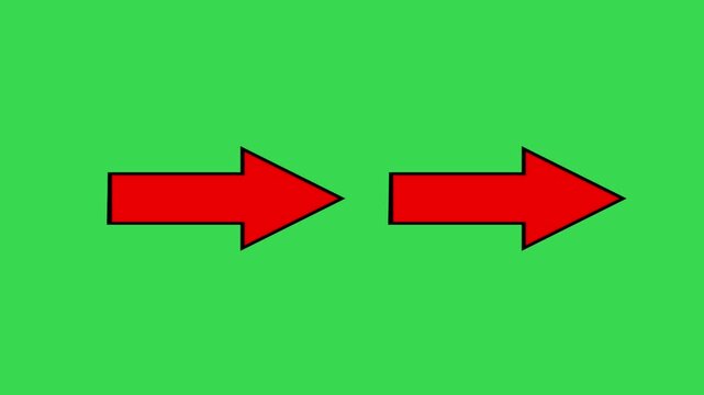 Animated Red Arrows Pointing Down with Bounce Effect - Green Screen Chroma Key