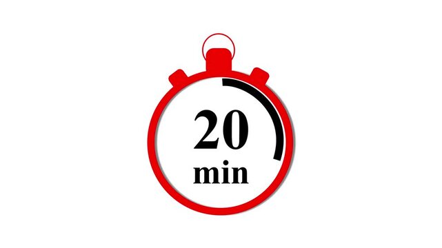 20 minute countdown timer with red stopwatch for time management and productivity presentations 20 minutes