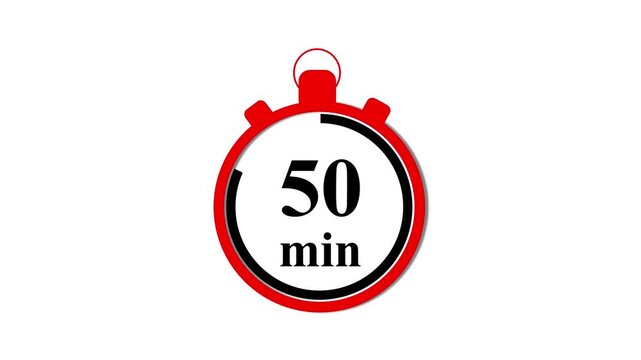 50 minute stopwatch timer animation with red border for countdown and time management projects 50 minutes
