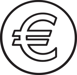 Obraz premium Euro symbol icon in a circle isolated on transparent background