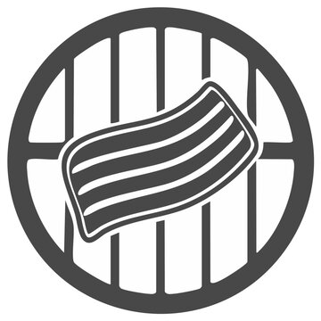 Grilled Bacon Strip on a Barbecue Grate Circle Icon Design