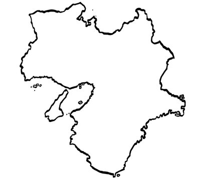近畿地図 筆タッチ 和風 西日本 / A brushstroke map of Kinki