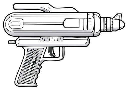 Retro futuristic ray gun illustration for science fiction or comic book concepts