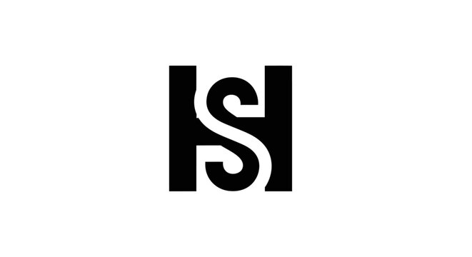 Abstract hs lettermark logo design in black and white isolated on white