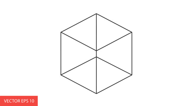 Geometric 3D cube vector illustration.
