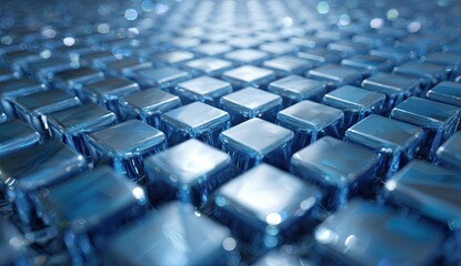 Fototapeta premium Abstract Blue Cubes Grid Pattern Background.