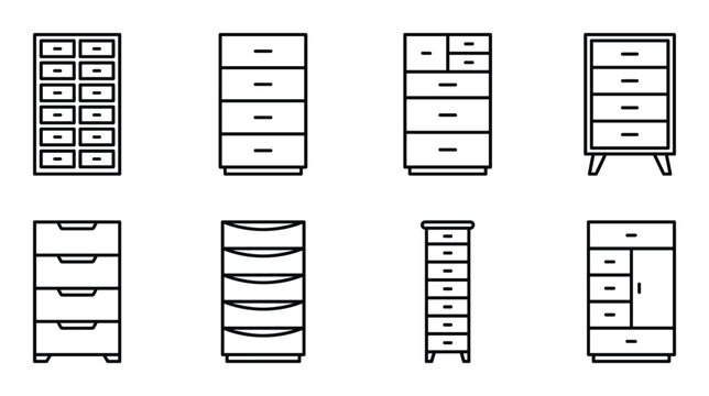 Assortment of dressers and chests of drawers for bedroom storage and furniture.