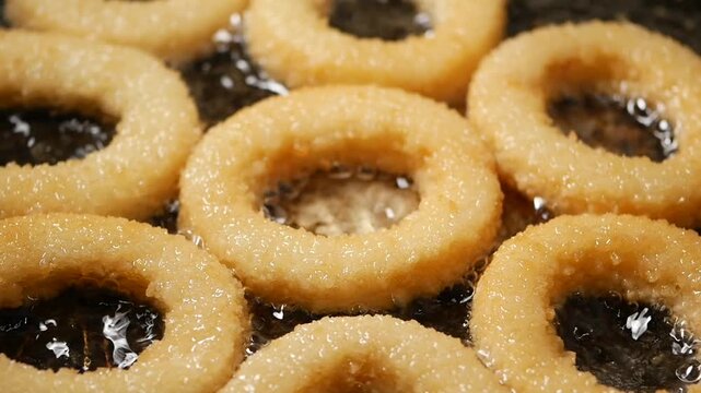 Cooking onion ring in hot oil 