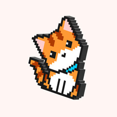 Fototapeta premium Cute Cat Pixel Art Illustration, Retro 8 Bit Animal Character Icon