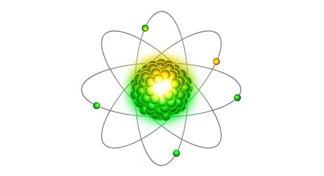 Vibrant atomic structure illustrating fundamental matter composition and quantum physics principles
