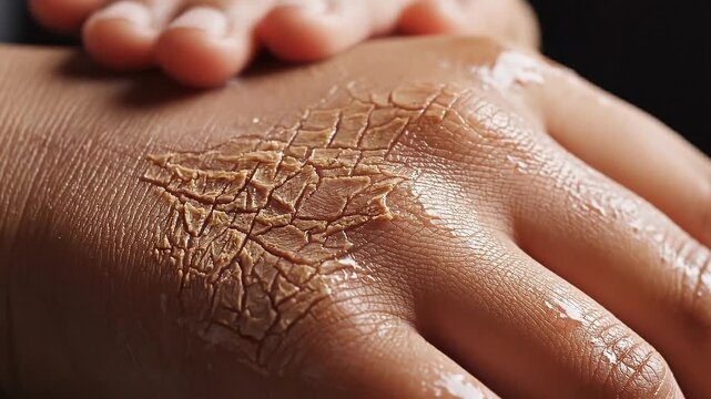 Dry skin hand cracked texture moisture closeup rough surface dehydration skincare flaky unhealthy healing water absorption transformation hydration cracked texture closeup moisture skincare rough