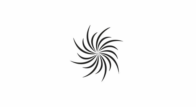 Abstract swirling black lines create a vortex-like pattern on a white background