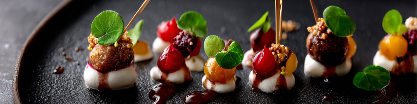 Modern culinary appetizer with refined textures