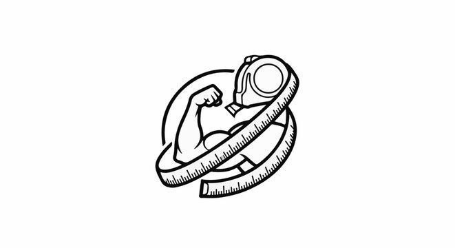 Bicep flexed and measured by tape measure in a circular design