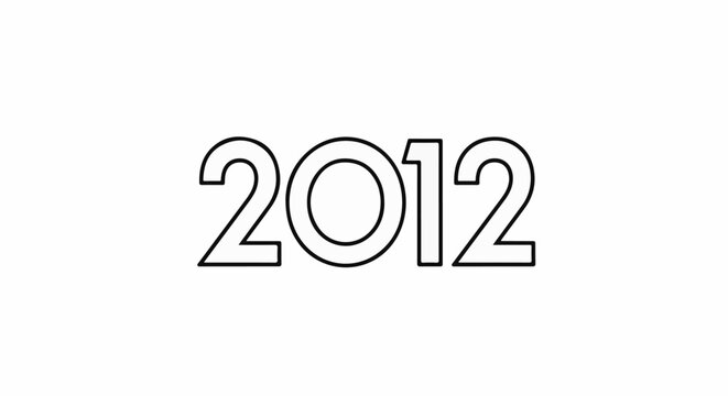Bold outlined numbers representing the year 2012 on a white background