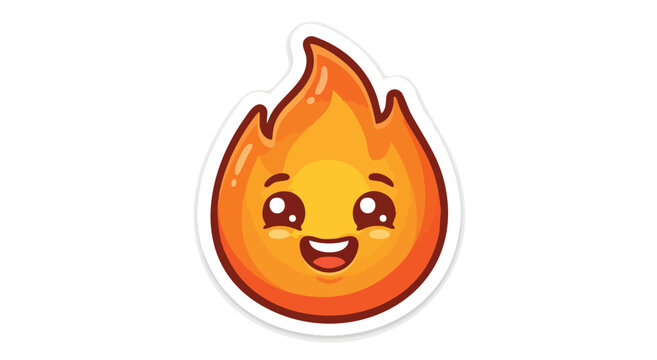 Cute smiling flame emoji with cheerful expression