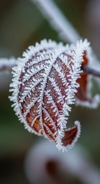 Frosty Leafs Delicate Winter Embrace.