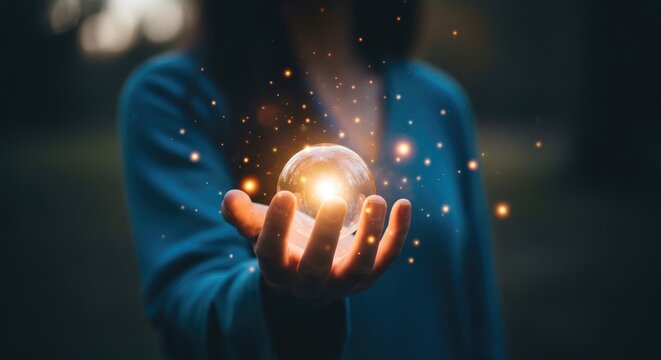 Mystical Orb of Light Held in Hand.