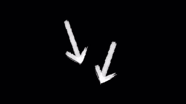 Arrow Scribble Hand Drawn Chalk Doodle Arrow Overlay Dashed Direction Pointer Animation White Arrows Black Background 4K Video