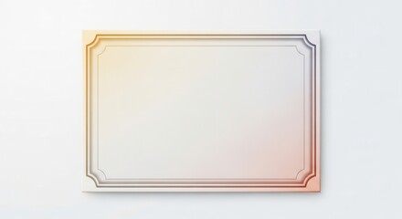 Fototapeta premium Minimalist elegant white plaque frame with subtle color gradient a clean design element