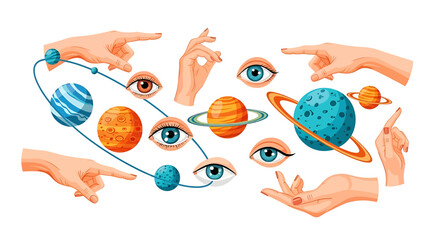 Hands Pointing to Planet Eyes. © Warsi