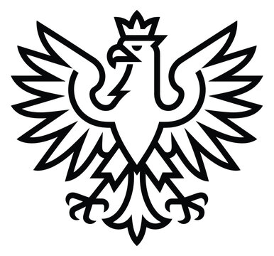 Stylized Polish Eagle Emblem Outline for Heraldry Design