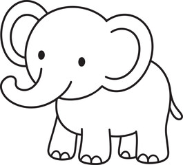 Fototapeta premium Baby Elephant Coloring Page for Kids, Cute Cartoon Wild Animal Outline Vector Illustration Isolated on White Background