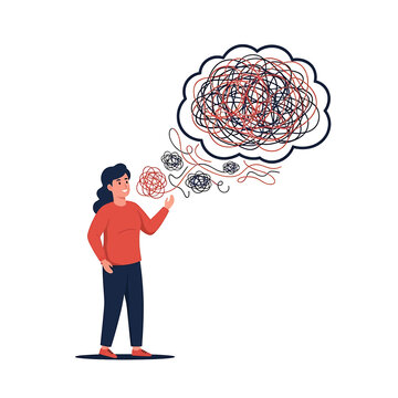 Woman with a thought bubble.