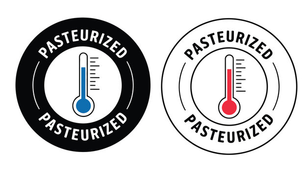Pasteurized Product Vector Icon Set Isolated on White Background