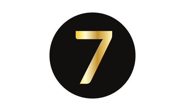 abstract simple golden number 7 icon on circle.