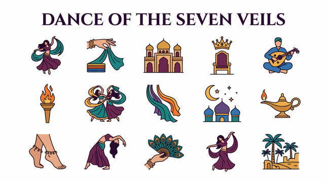 Dance of the Seven Veils Icons - Middle Eastern Exotic Culture