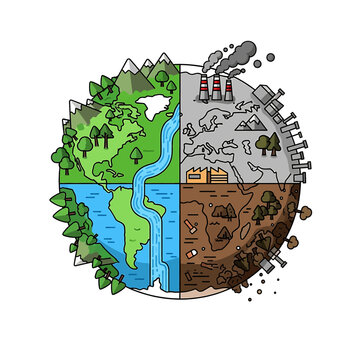 Earth divided into four sections.