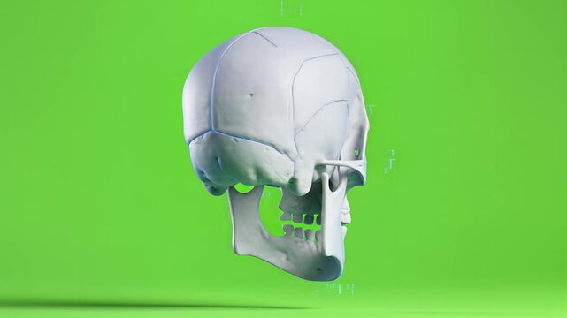 Cinematic Skull On Green Screen Loop For Vfx.