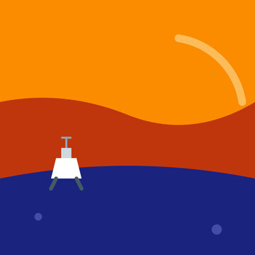 A computer screen with a boat in the ocean