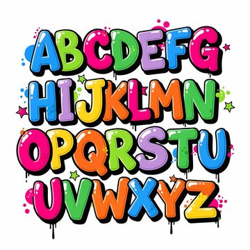 Colorful Graffiti Alphabet Letters.
