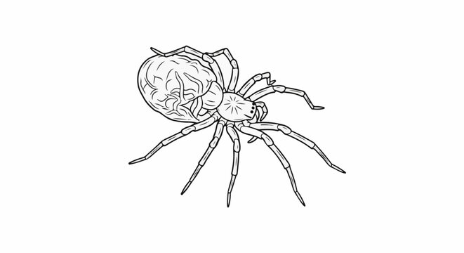 Detailed line art of a spider with a patterned abdomen