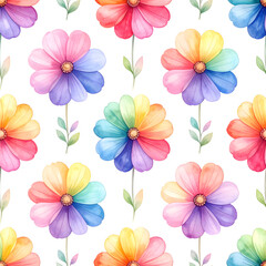 Obraz premium seamless repeating pattern of flowers in rainbow hues