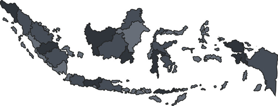 Indonesia Map Provinces Outline Vector Archipelago Geographic Indonesia Administrative Boundaries Island Regions Template
