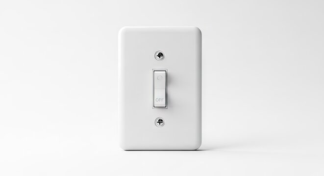 White light switch isolated on a plain background for conceptual designs
