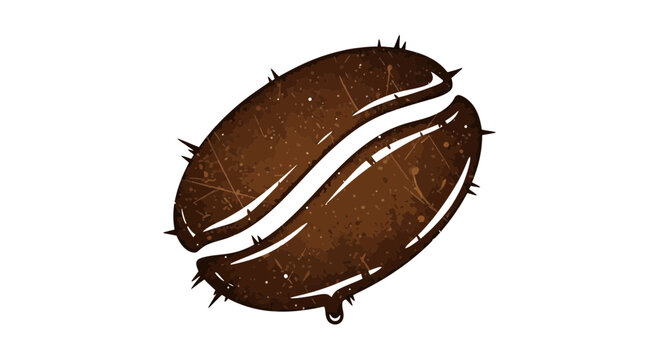 Textured coffee bean with dripping liquid and sharp edges